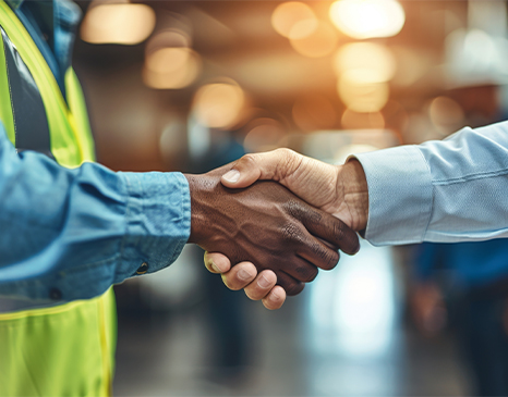 handshake in warehouse